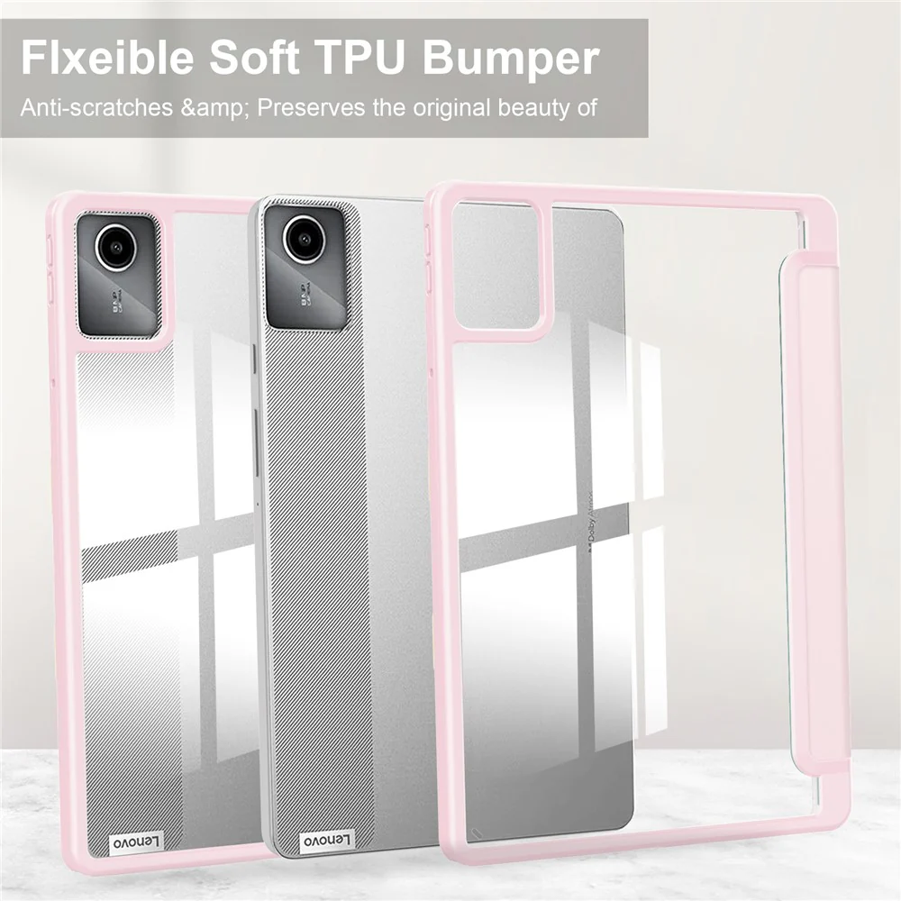 For Lenovo Tab M11 / Xiaoxin Pad 11 2024 Case Anti-Scratch PU+TPU+Acrylic Tablet Cover with Pen Slot - Pink - Image 7