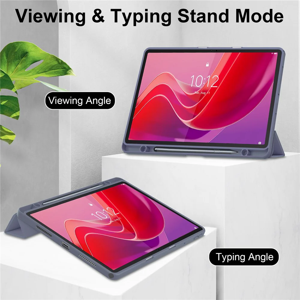 For Lenovo Tab M11 / Xiaoxin Pad 11 2024 Case Anti-Scratch PU+TPU+Acrylic Tablet Cover with Pen Slot - Purple - Image 3