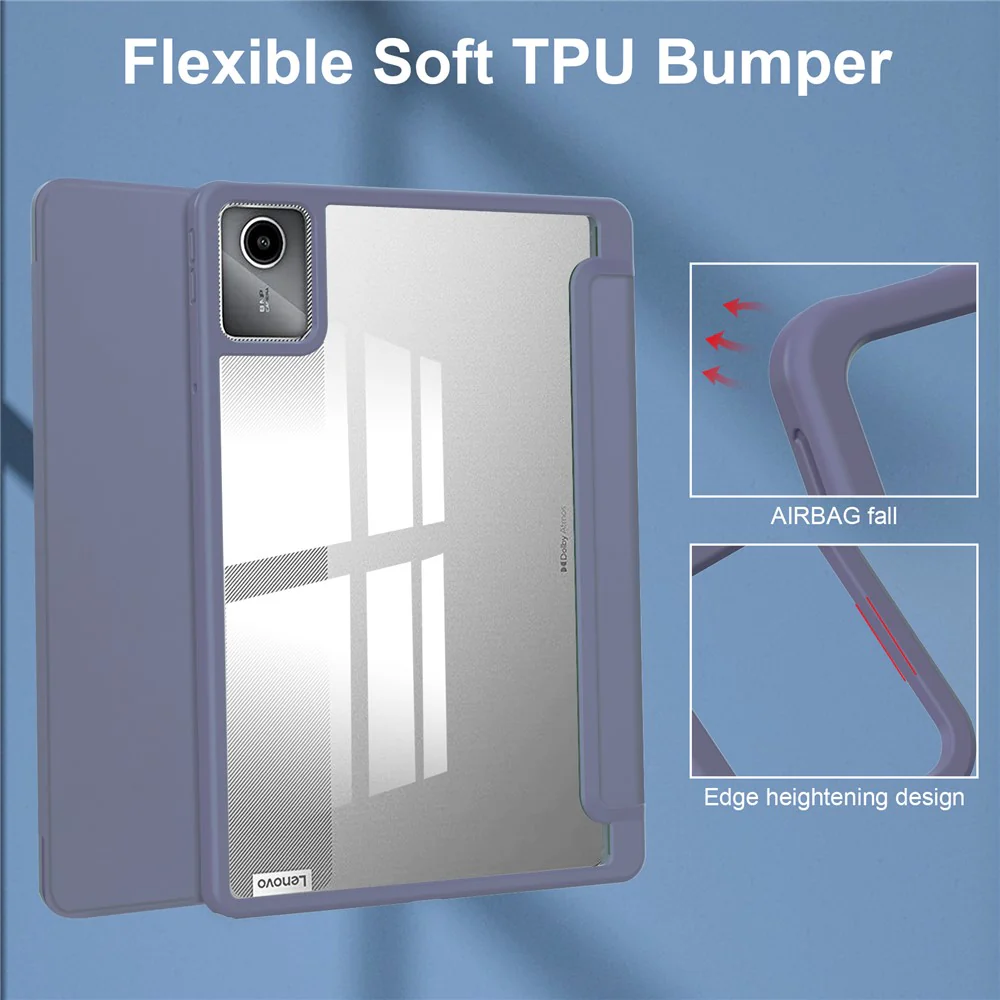 For Lenovo Tab M11 / Xiaoxin Pad 11 2024 Case Anti-Scratch PU+TPU+Acrylic Tablet Cover with Pen Slot - Purple - Image 4