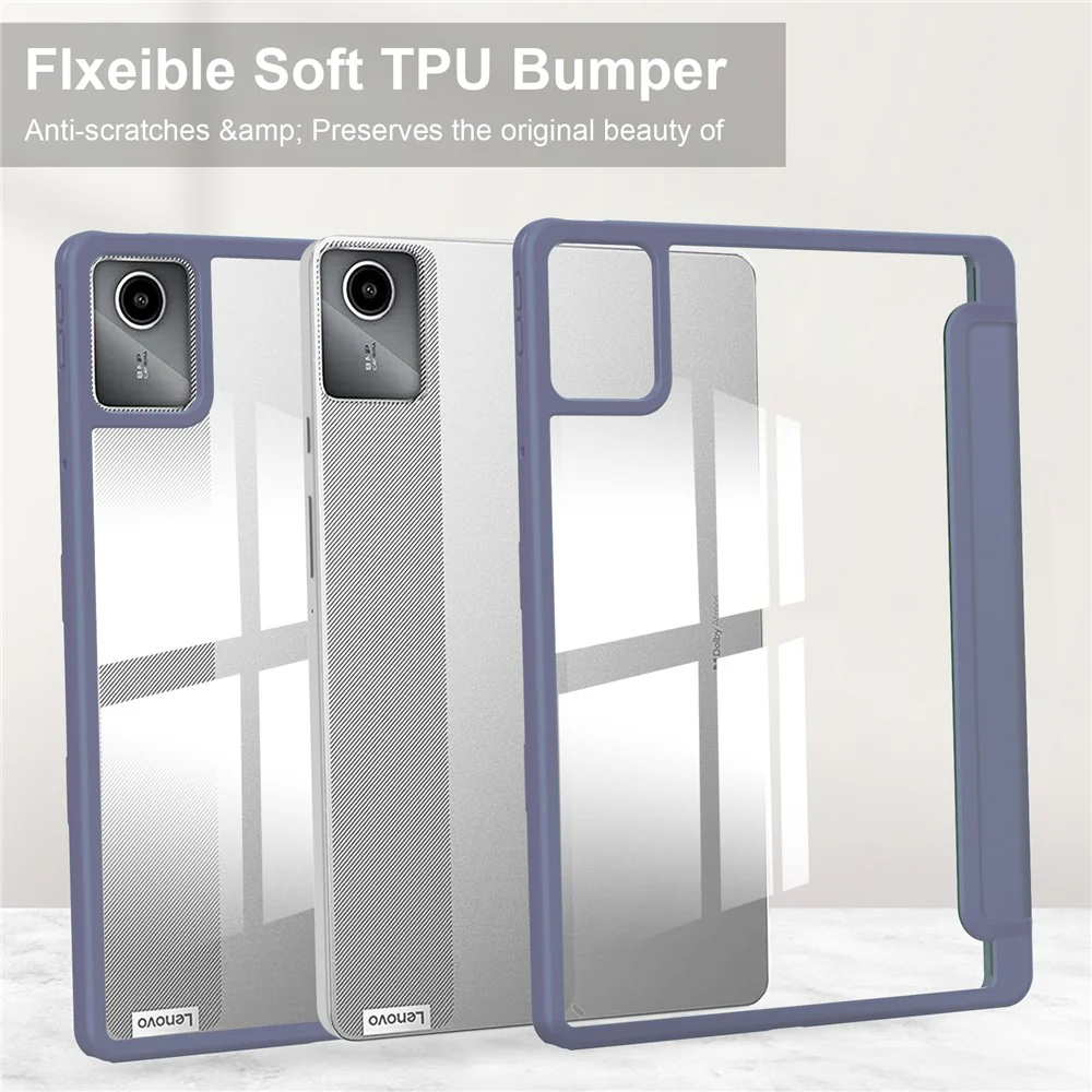 For Lenovo Tab M11 / Xiaoxin Pad 11 2024 Case Anti-Scratch PU+TPU+Acrylic Tablet Cover with Pen Slot - Purple - Image 7
