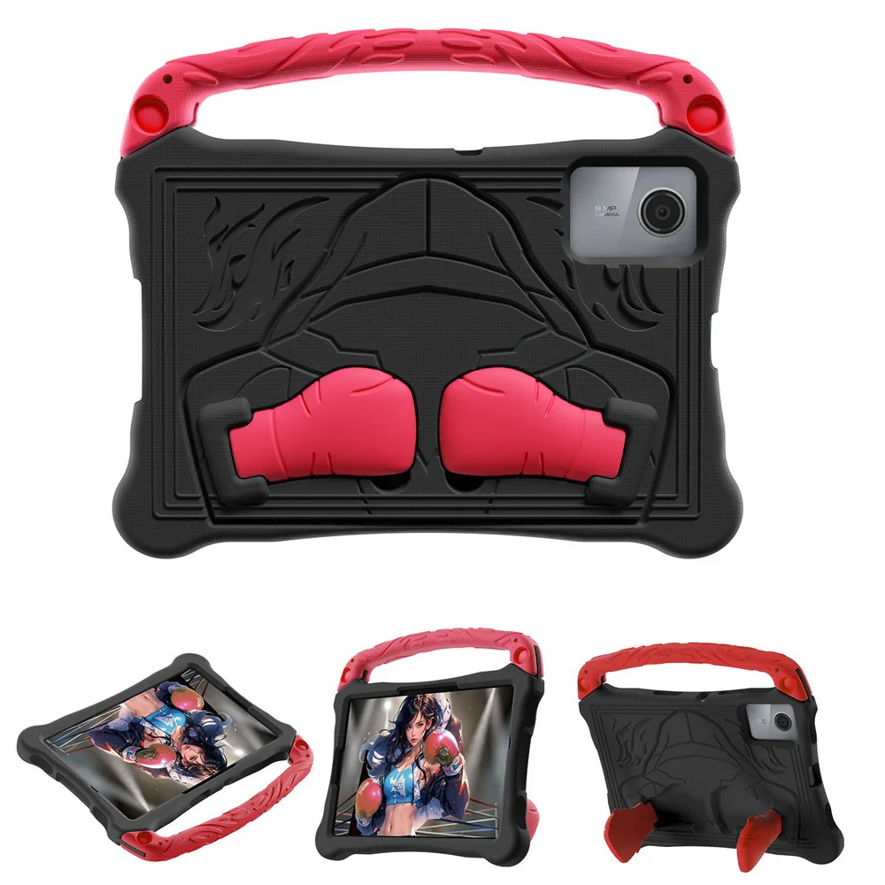 For Lenovo Tab M11 / Xiaoxin Pad 11 2024 Case Boxing Style EVA Tablet Cover with Handle Kickstand - Black / Red