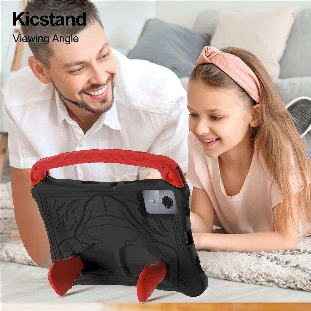 For Lenovo Tab M11 / Xiaoxin Pad 11 2024 Case Boxing Style EVA Tablet Cover with Handle Kickstand - Black / Red - Image 6