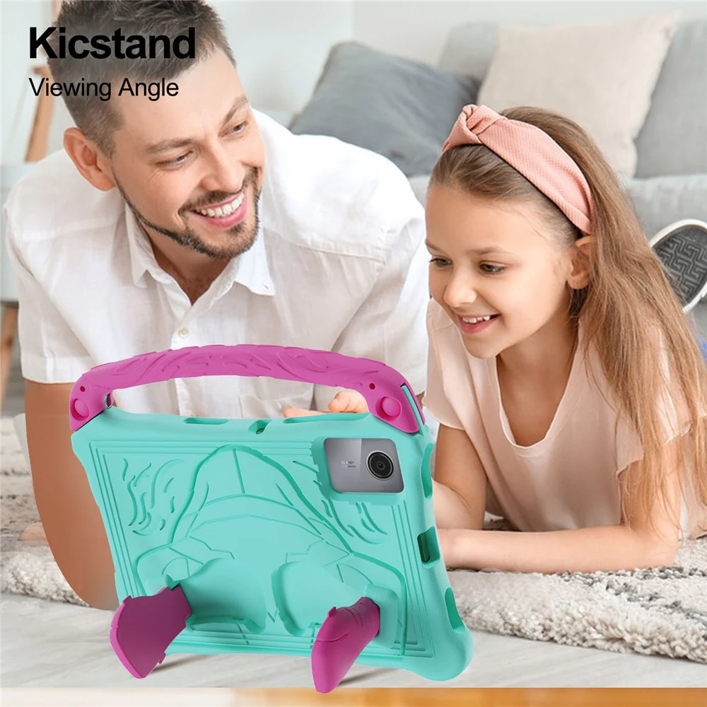 For Lenovo Tab M11 / Xiaoxin Pad 11 2024 Case Boxing Style EVA Tablet Cover with Handle Kickstand - Mint Green / Rose - Image 6
