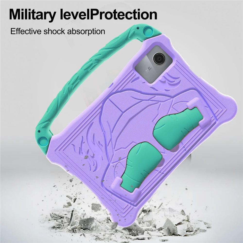 For Lenovo Tab M11  /  Xiaoxin Pad 11 2024 Case Boxing Style EVA Tablet Cover with Handle Kickstand - Purple  /  Mint Green - Image 5