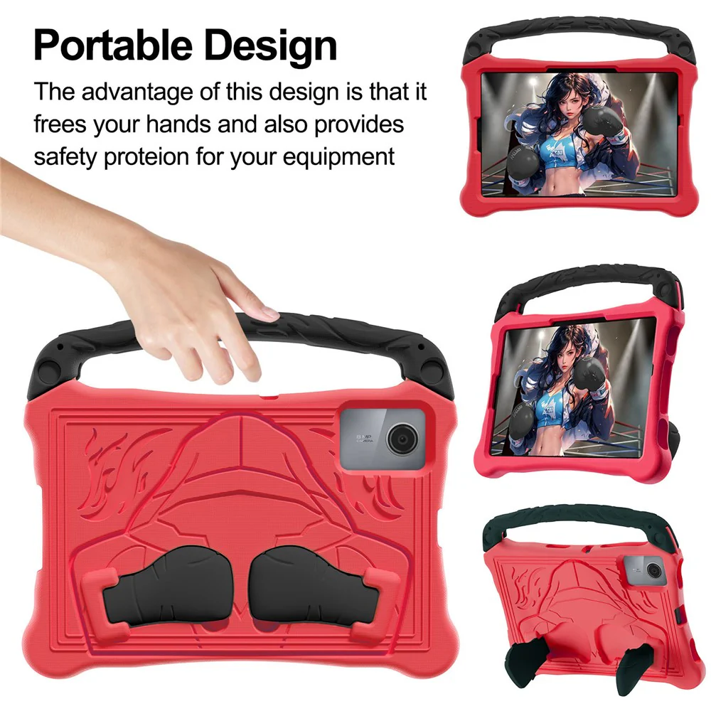 For Lenovo Tab M11 / Xiaoxin Pad 11 2024 Case Boxing Style EVA Tablet Cover with Handle Kickstand - Red / Black - Image 3