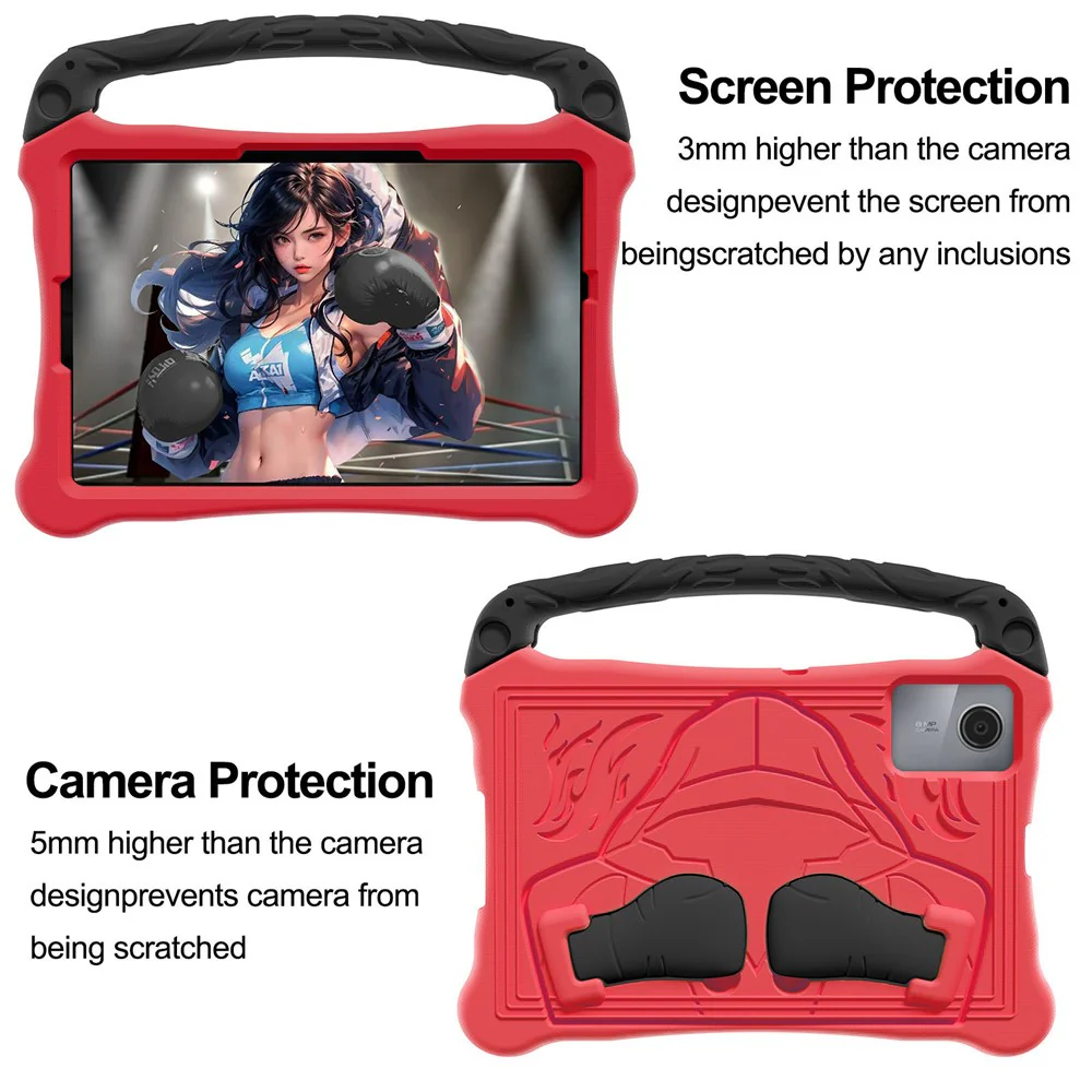For Lenovo Tab M11 / Xiaoxin Pad 11 2024 Case Boxing Style EVA Tablet Cover with Handle Kickstand - Red / Black - Image 4