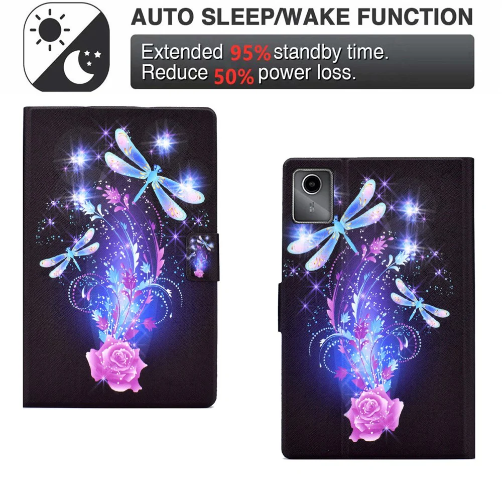 For Lenovo Tab M11 / Xiaoxin Pad 11 2024 Case Card Holder Pattern Leather Tablet Cover - Dragonfly - Image 6