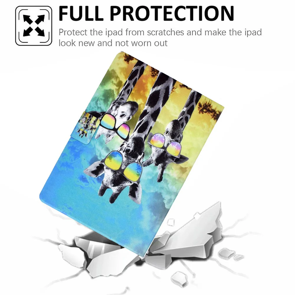 For Lenovo Tab M11 / Xiaoxin Pad 11 2024 Case Card Holder Pattern Leather Tablet Cover - Giraffe with Glasses - Image 5