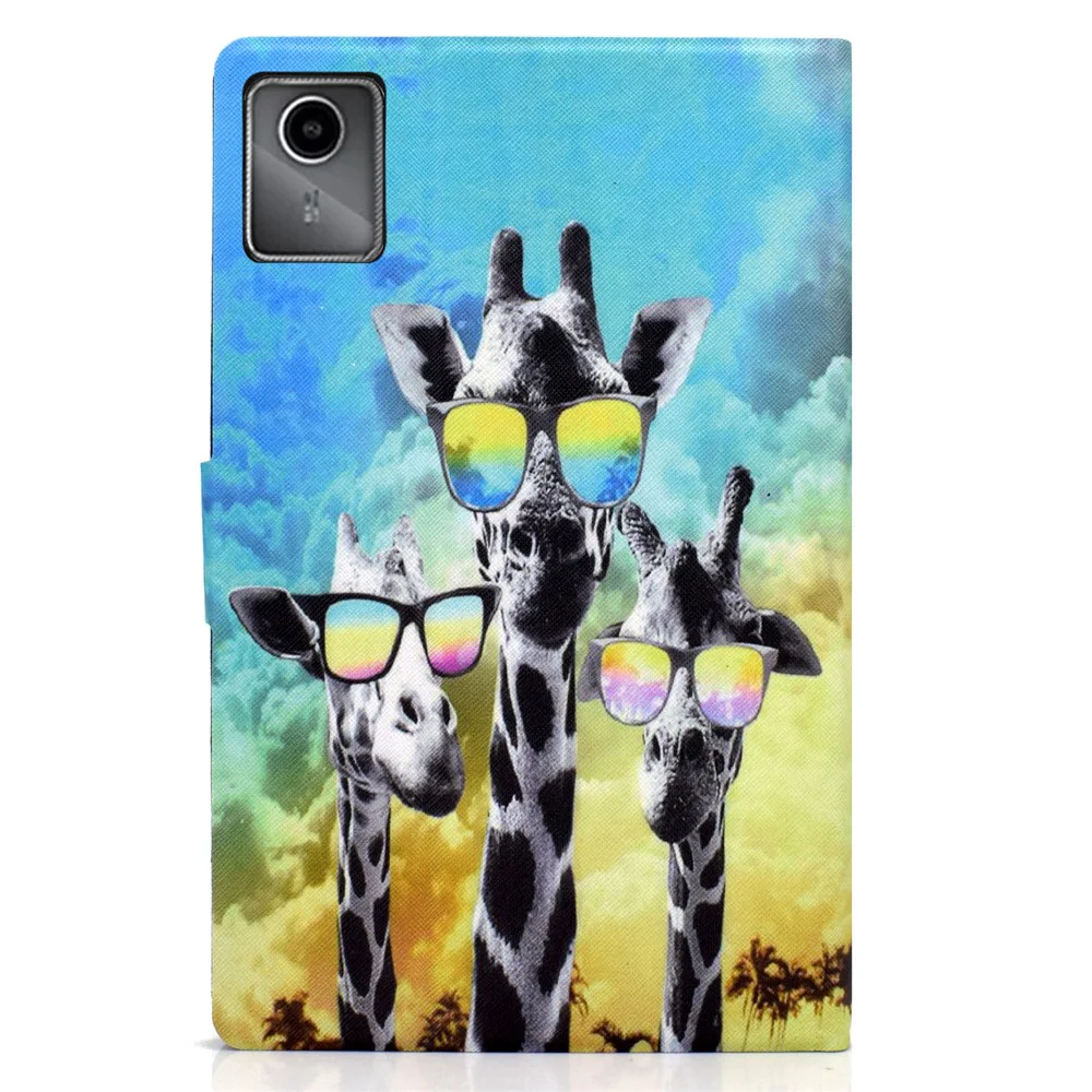 For Lenovo Tab M11 / Xiaoxin Pad 11 2024 Case Card Holder Pattern Leather Tablet Cover - Giraffe with Glasses - Image 8