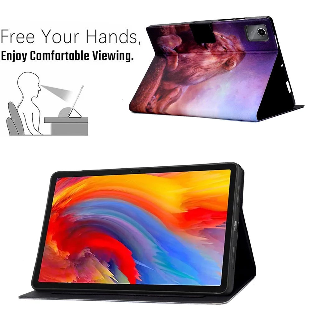 For Lenovo Tab M11 / Xiaoxin Pad 11 2024 Case Card Holder Pattern Leather Tablet Cover - Lion - Image 6