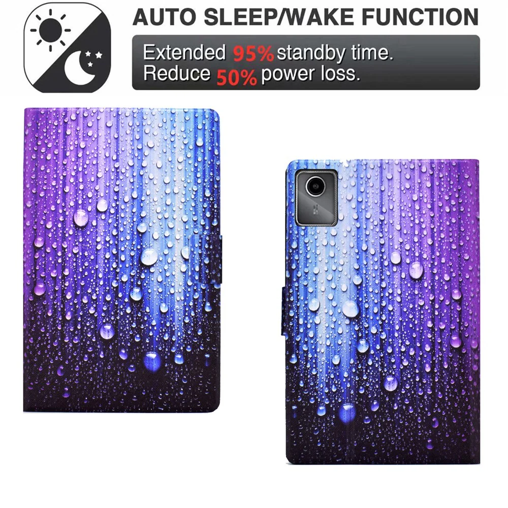 For Lenovo Tab M11 / Xiaoxin Pad 11 2024 Case Card Holder Pattern Leather Tablet Cover - Waterdrop - Image 6
