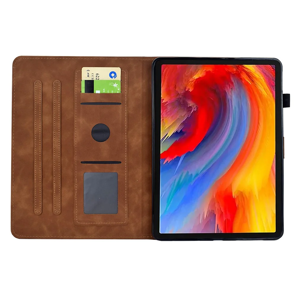 For Lenovo Tab M11 / Xiaoxin Pad 11 2024 Case Flower Bird Imprinted Card Holder Leather Tablet Cover - Brown - Image 2