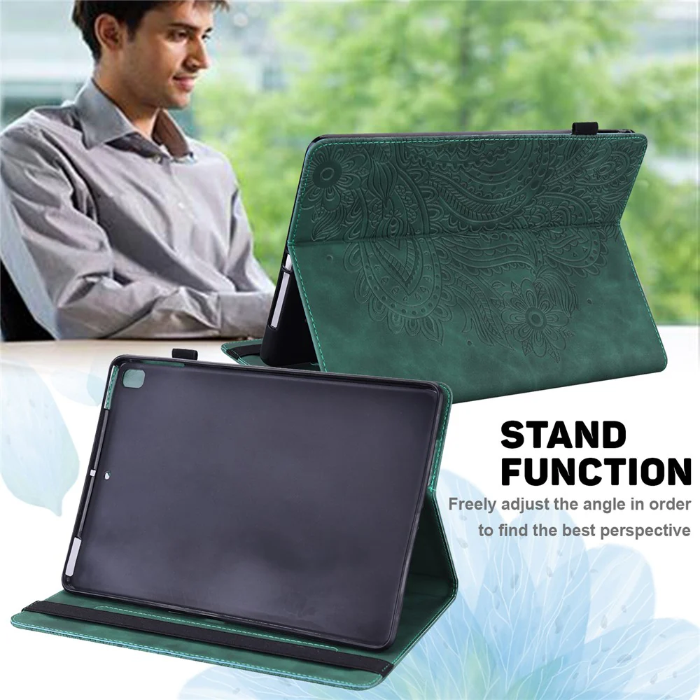 For Lenovo Tab M11 / Xiaoxin Pad 11 2024 Case Flower Pattern PU Leather Stand Tablet Cover - Green - Image 2