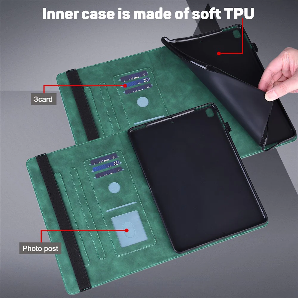 For Lenovo Tab M11 / Xiaoxin Pad 11 2024 Case Flower Pattern PU Leather Stand Tablet Cover - Green - Image 3
