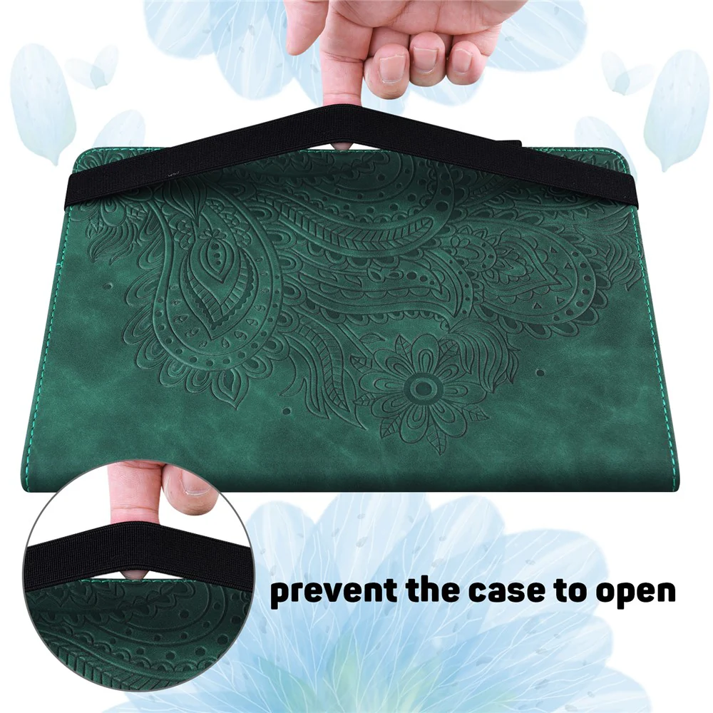 For Lenovo Tab M11 / Xiaoxin Pad 11 2024 Case Flower Pattern PU Leather Stand Tablet Cover - Green - Image 7