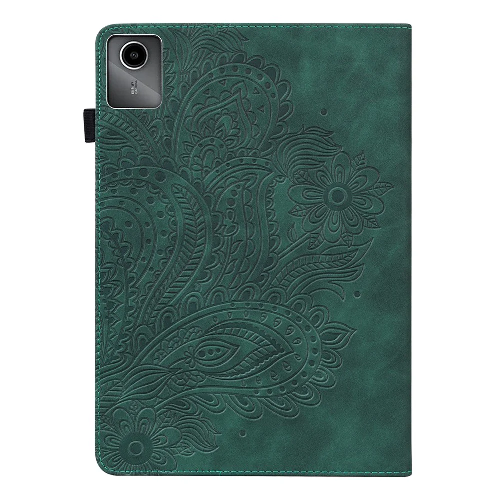 For Lenovo Tab M11 / Xiaoxin Pad 11 2024 Case Flower Pattern PU Leather Stand Tablet Cover - Green - Image 8
