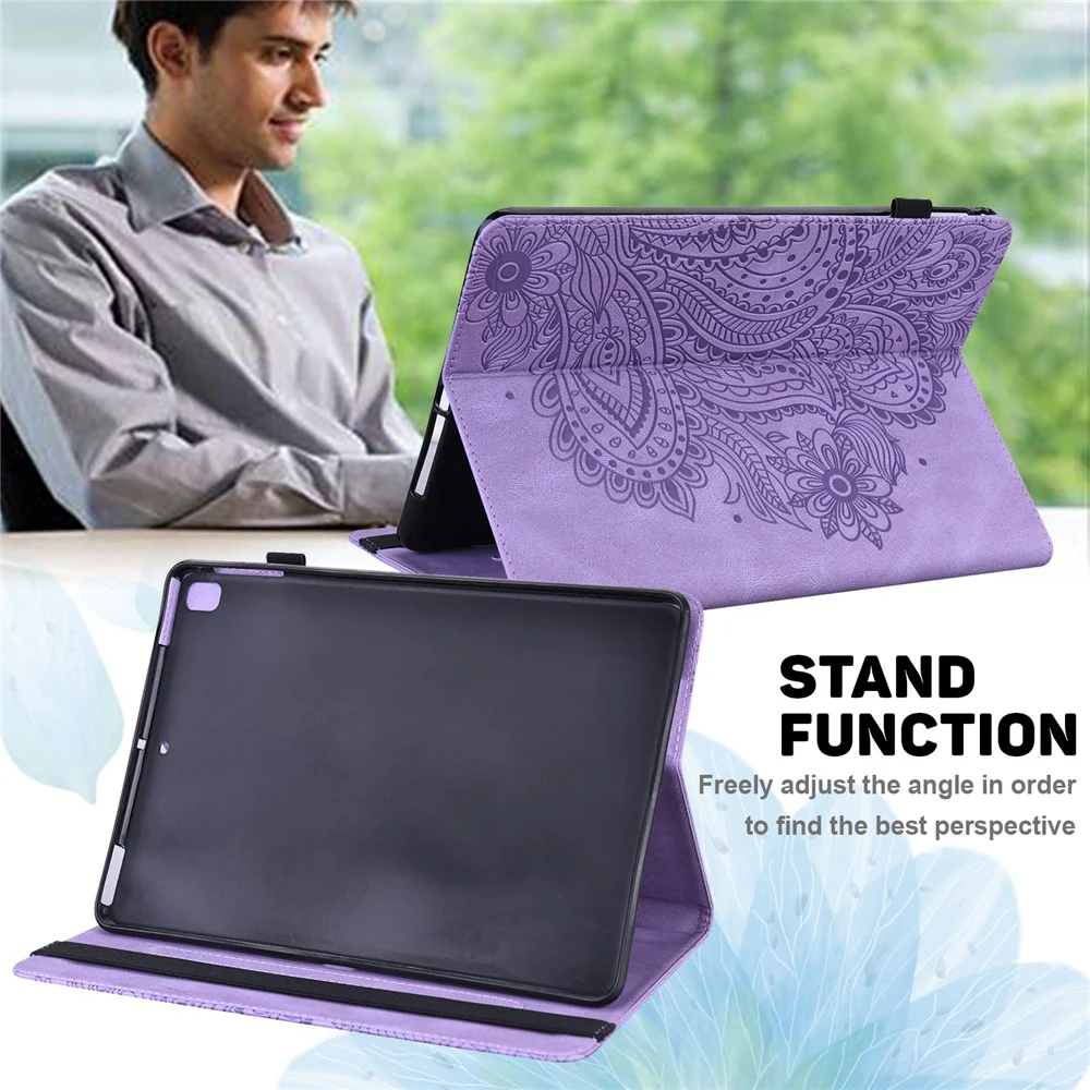For Lenovo Tab M11 / Xiaoxin Pad 11 2024 Case Flower Pattern PU Leather Stand Tablet Cover - Purple - Image 2