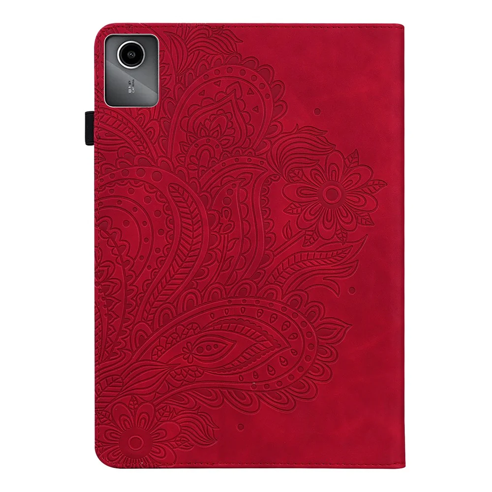 For Lenovo Tab M11 / Xiaoxin Pad 11 2024 Case Flower Pattern PU Leather Stand Tablet Cover - Red - Image 8