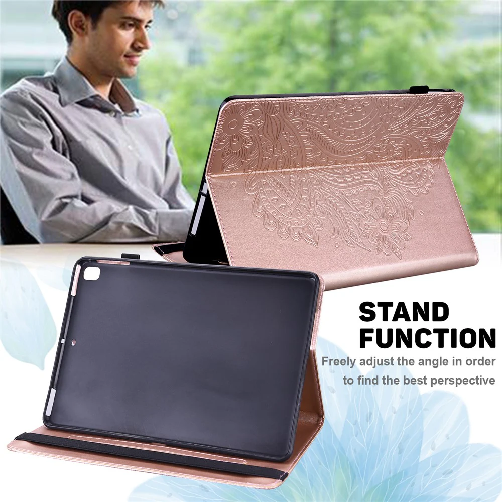 For Lenovo Tab M11 / Xiaoxin Pad 11 2024 Case Flower Pattern PU Leather Stand Tablet Cover - Rose Gold - Image 2