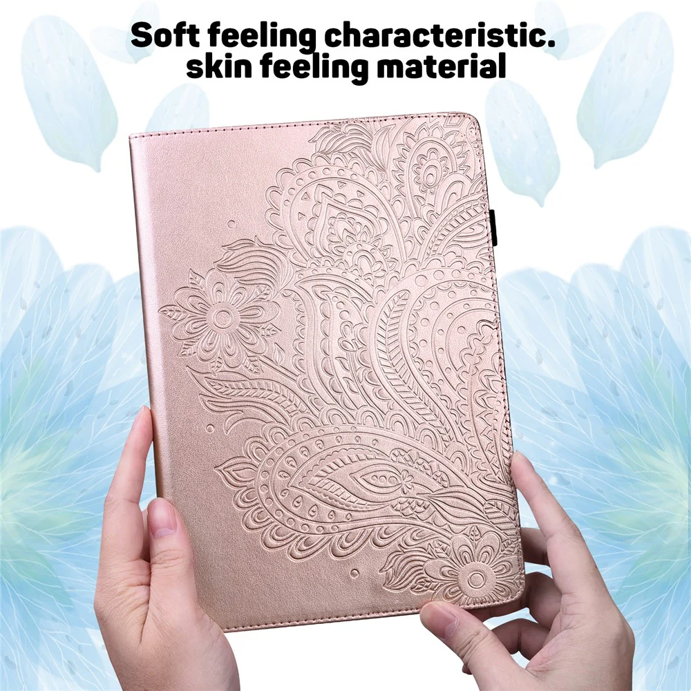 For Lenovo Tab M11 / Xiaoxin Pad 11 2024 Case Flower Pattern PU Leather Stand Tablet Cover - Rose Gold - Image 4