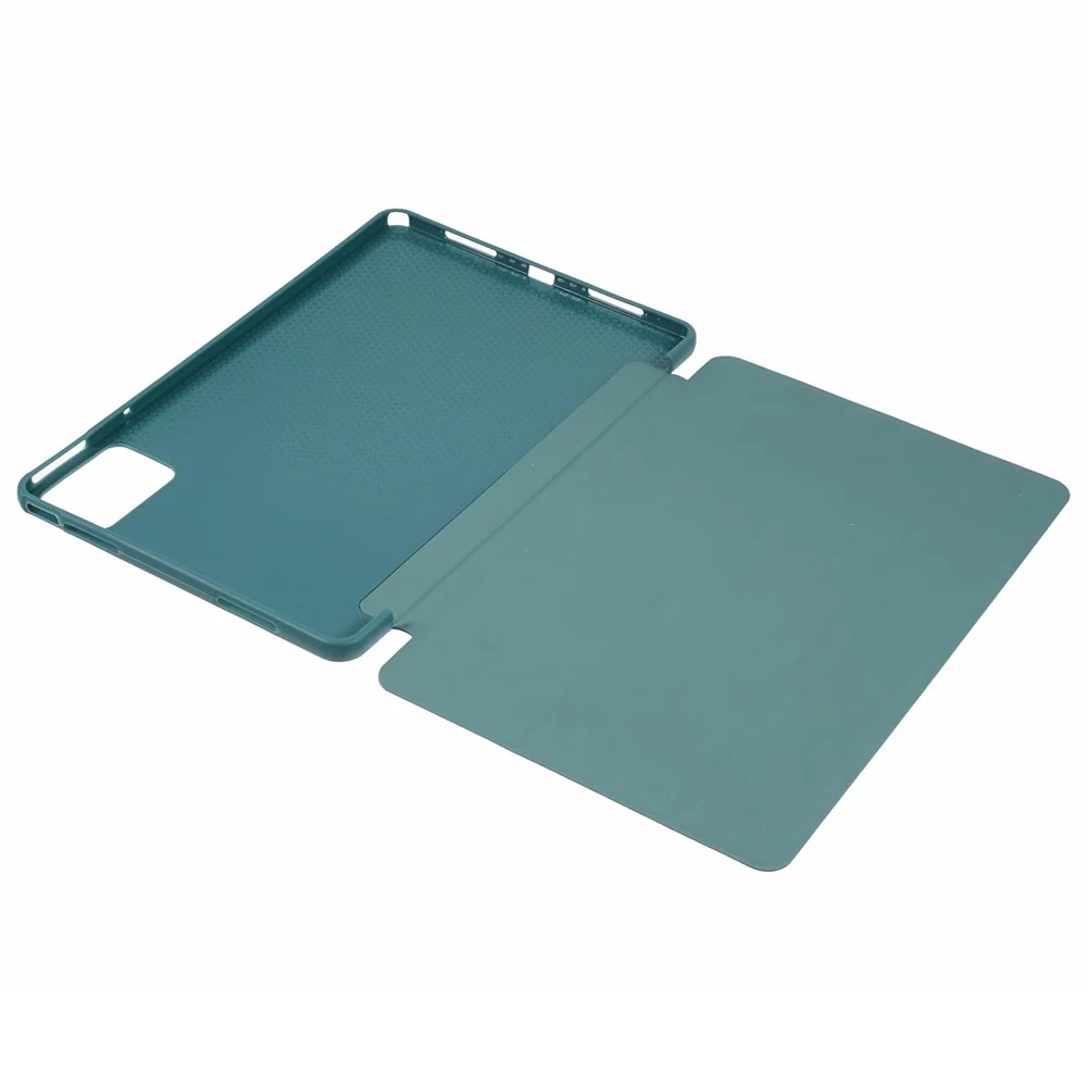 For Lenovo Tab M11 / Xiaoxin Pad 11 2024 Case Leather+Silicone Tri-fold Stand Shell Tablet Cover - Blackish Green - Image 6