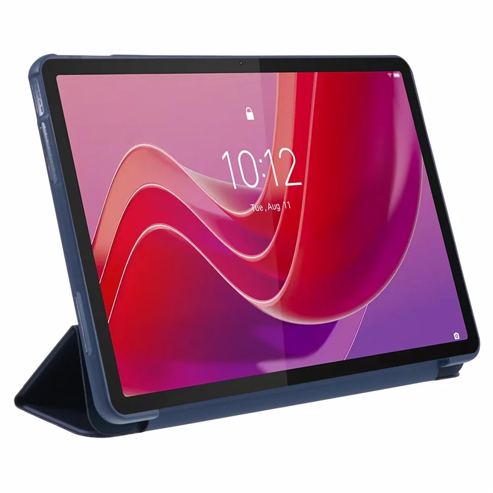 For Lenovo Tab M11 / Xiaoxin Pad 11 2024 Case Leather+Silicone Tri-fold Stand Shell Tablet Cover - Dark Blue - Image 4