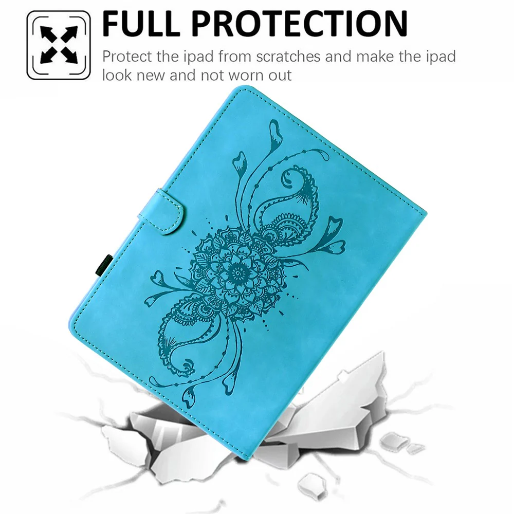 For Lenovo Tab M11 / Xiaoxin Pad 11 2024 Case Mandala Imprinted Leather Tablet Cover with Card Slots - Sky Blue - Image 4