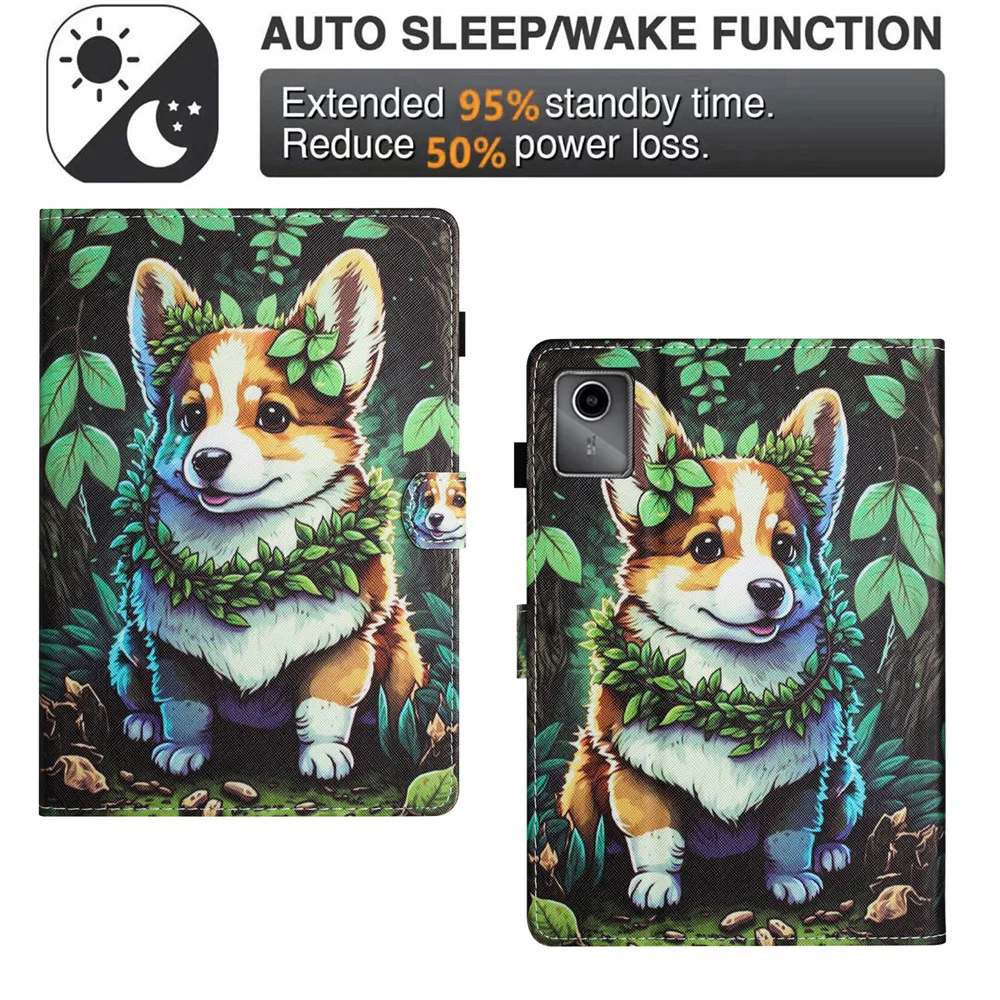 For Lenovo Tab M11 / Xiaoxin Pad 11 2024 Case Pattern Printing PU Leather Stand Tablet Cover - Corgi - Image 6