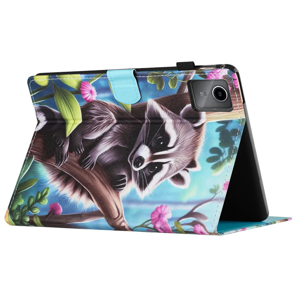 For Lenovo Tab M11 / Xiaoxin Pad 11 2024 Case Pattern Printing PU Leather Stand Tablet Cover - Raccoon - Image 4