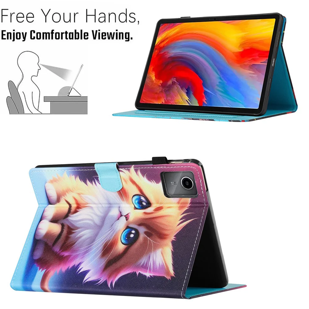 For Lenovo Tab M11 / Xiaoxin Pad 11 2024 Case Pattern Printing PU Leather Stand Tablet Cover - Yellow Cat - Image 5