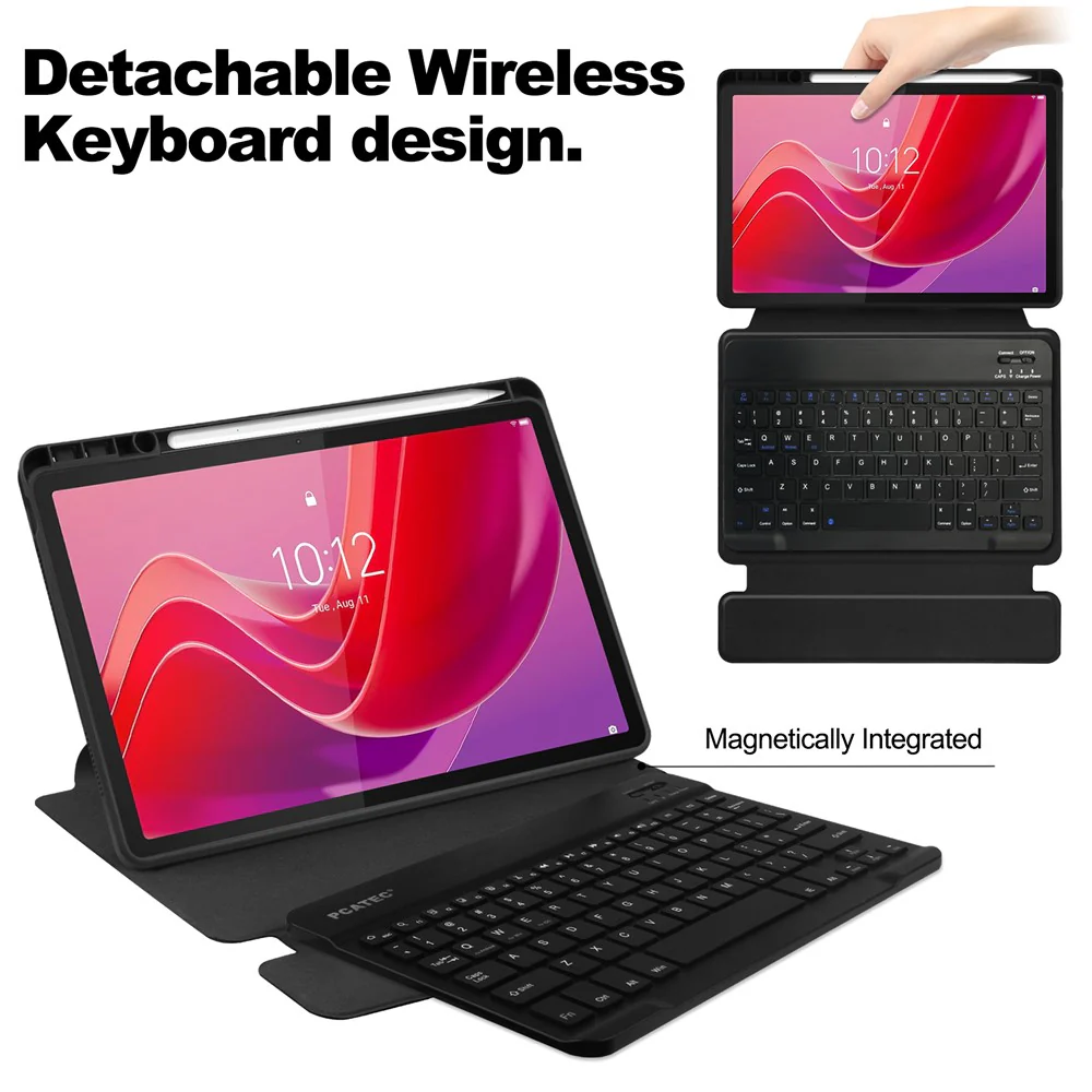 For Lenovo Tab M11 / Xiaoxin Pad 11 2024 Case PU+Acrylic Tablet Stand Cover with Bluetooth-compatible Keyboard - Black - Image 3