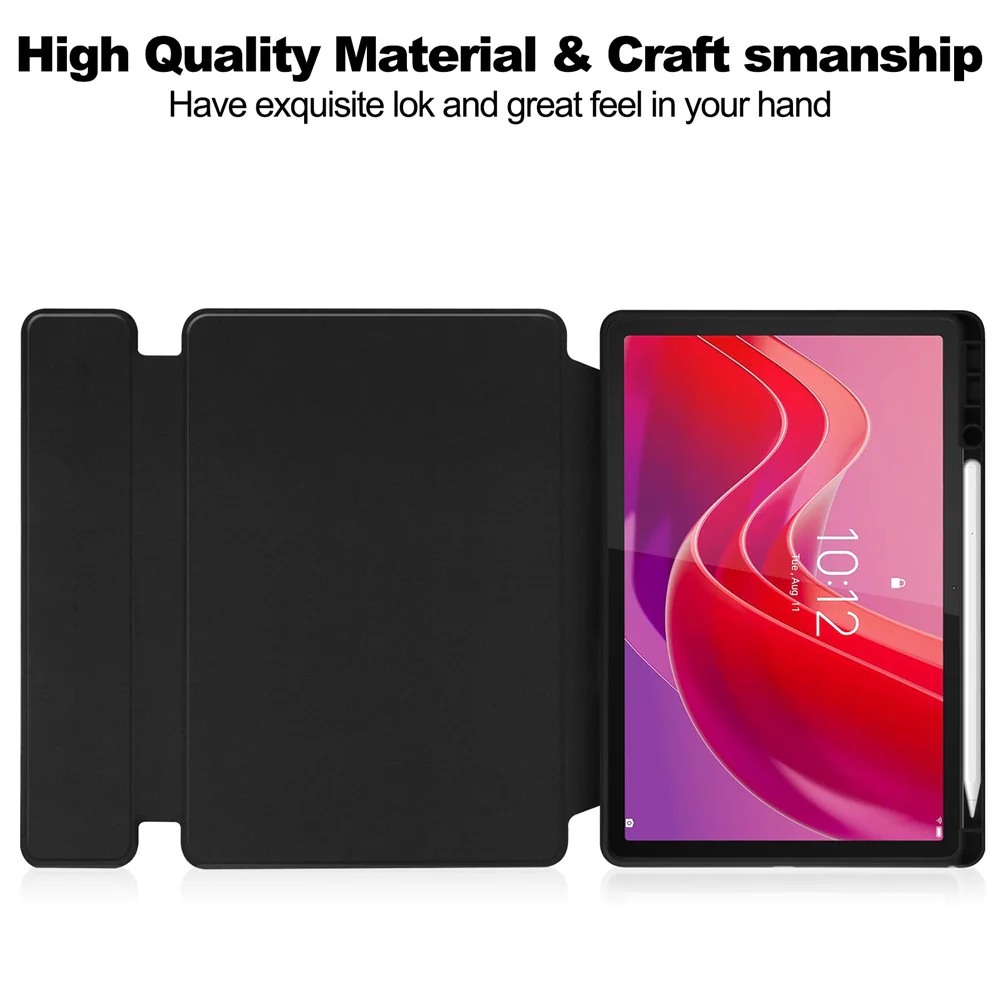 For Lenovo Tab M11 / Xiaoxin Pad 11 2024 Case PU+Acrylic Tablet Stand Cover with Bluetooth-compatible Keyboard - Black - Image 4