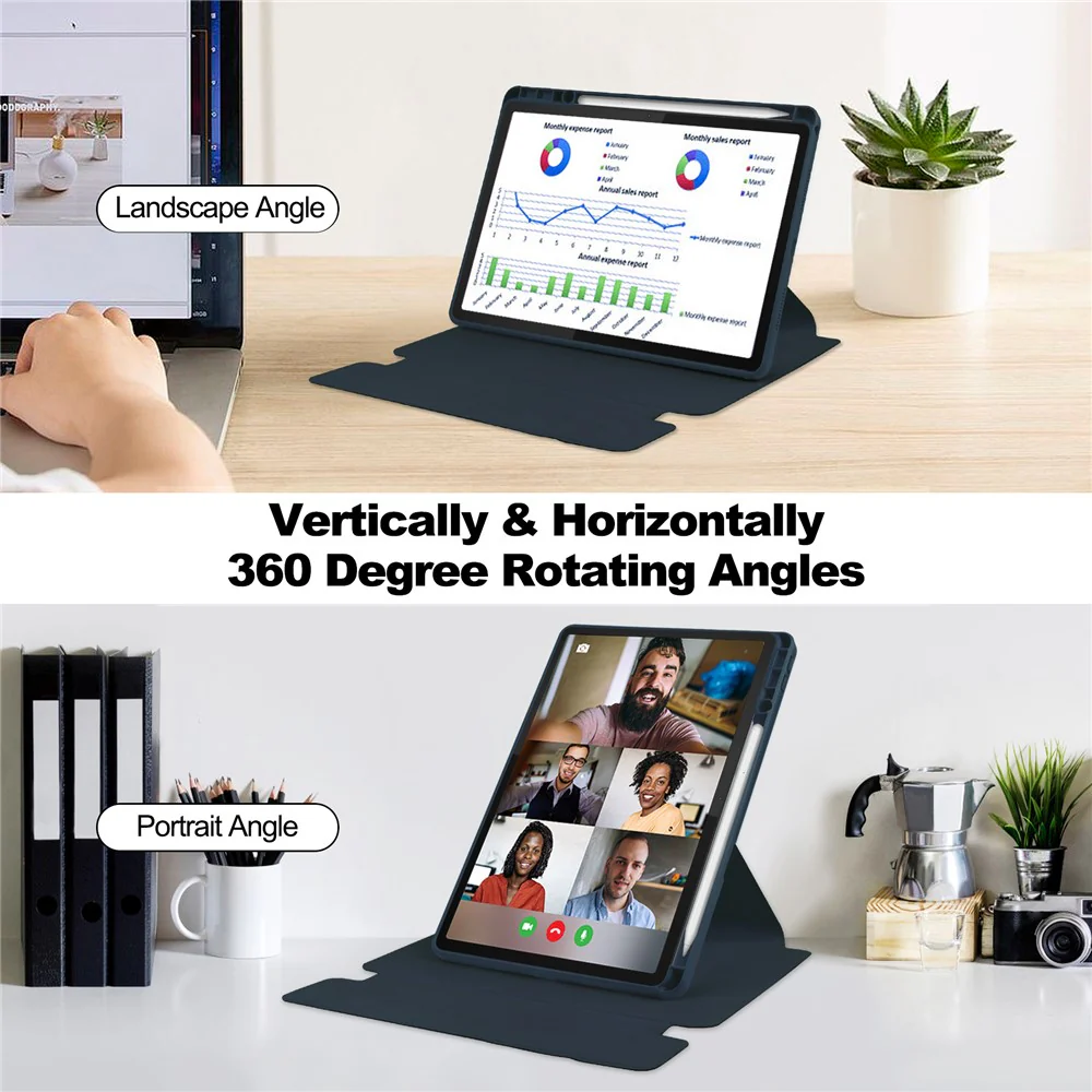 For Lenovo Tab M11 / Xiaoxin Pad 11 2024 Case PU+Acrylic Tablet Stand Cover with Bluetooth-compatible Keyboard - Dark Blue - Image 2