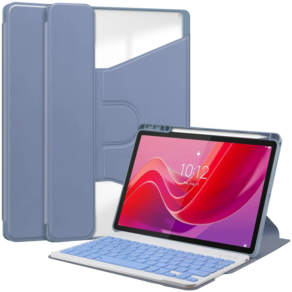 For Lenovo Tab M11 / Xiaoxin Pad 11 2024 Case PU+Acrylic Tablet Stand Cover with Bluetooth-compatible Keyboard - Purple