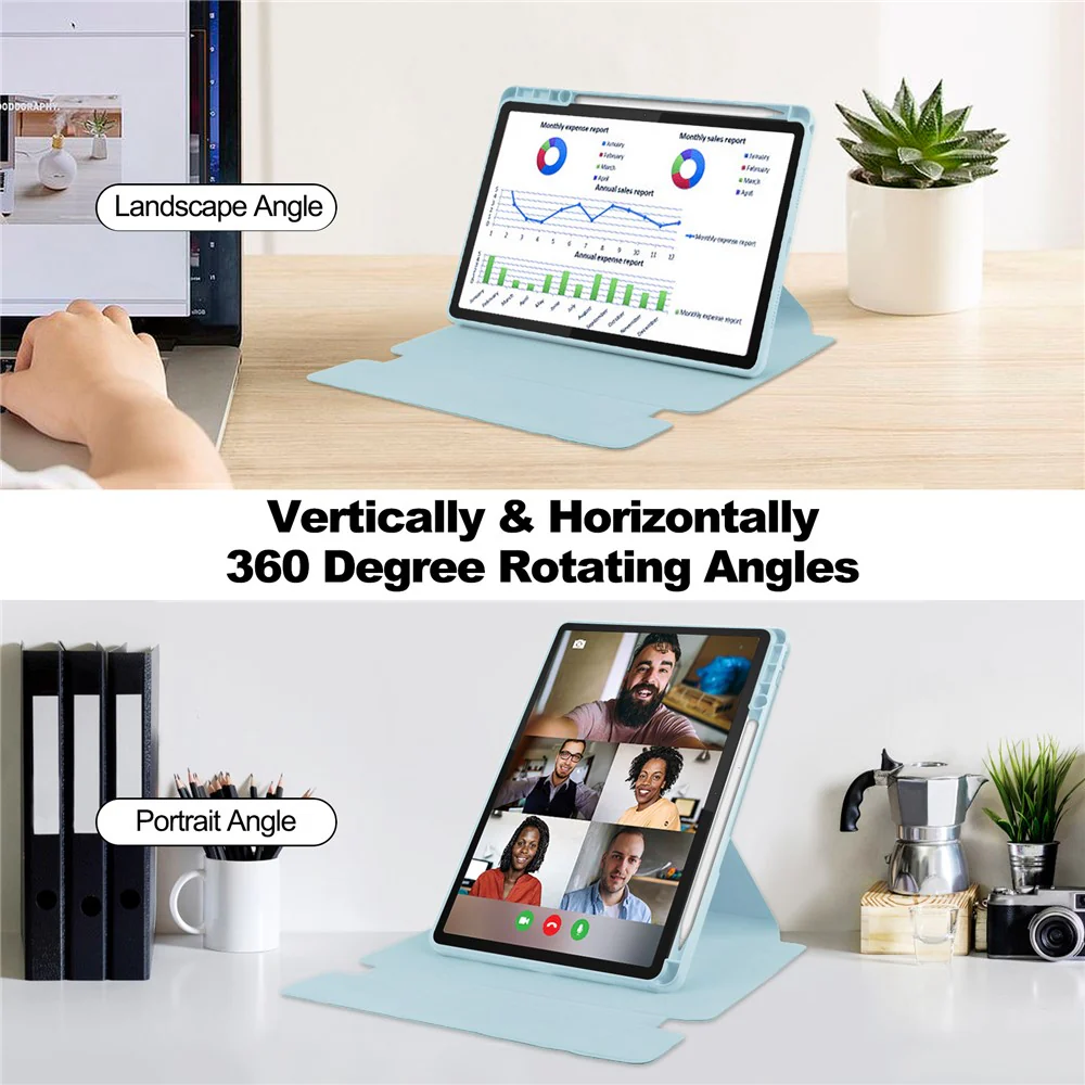 For Lenovo Tab M11 / Xiaoxin Pad 11 2024 Case PU+Acrylic Tablet Stand Cover with Bluetooth-compatible Keyboard - Sky Blue - Image 2