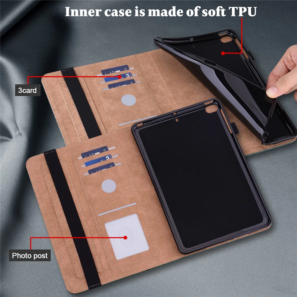 For Lenovo Tab M11 / Xiaoxin Pad 11 2024 Case PU Leather Card Holder Protective Stand Cover - Black - Image 3