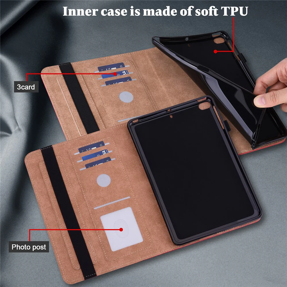 For Lenovo Tab M11 / Xiaoxin Pad 11 2024 Case PU Leather Card Holder Protective Stand Cover - Red - Image 3