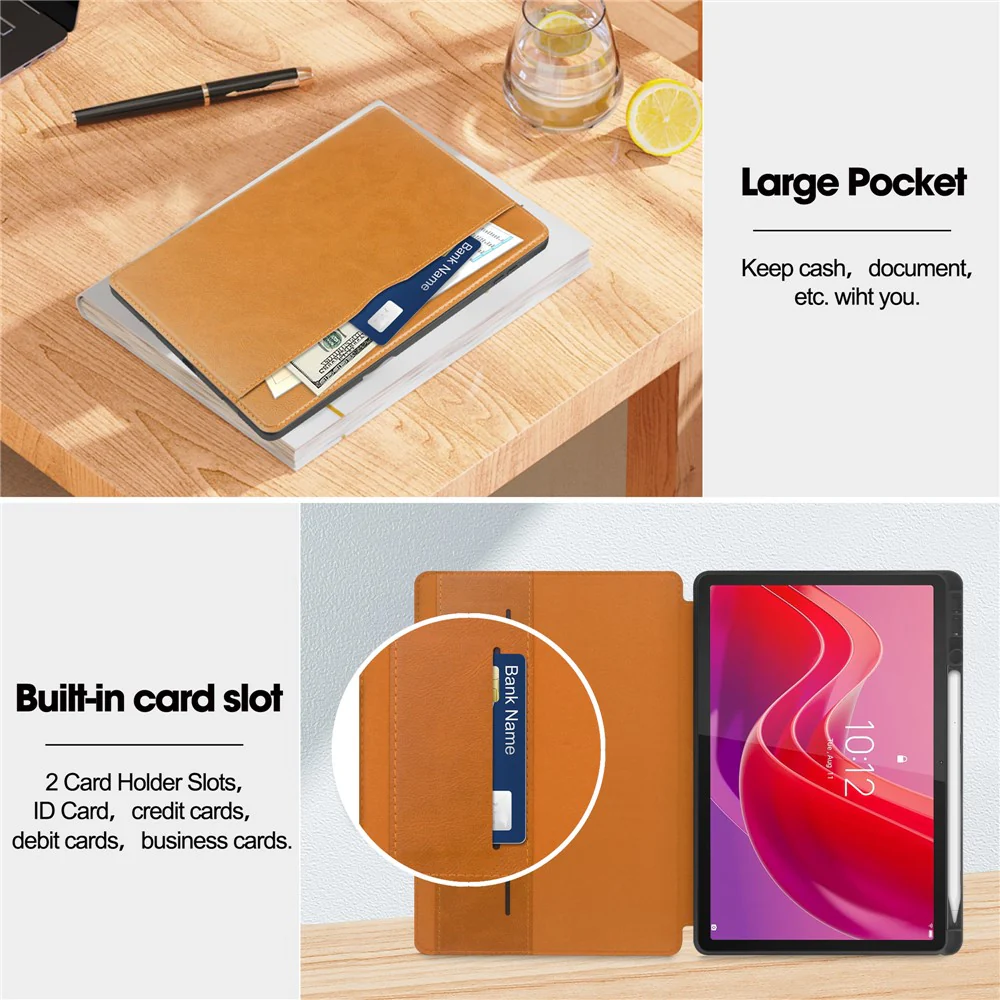 For Lenovo Tab M11 / Xiaoxin Pad 11 2024 Case Shockproof Leather Auto Wake / Sleep Tablet Stand Cover - Brown - Image 3