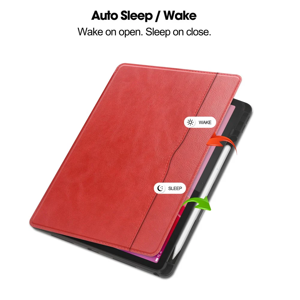 For Lenovo Tab M11 / Xiaoxin Pad 11 2024 Case Shockproof Leather Auto Wake / Sleep Tablet Stand Cover - Red - Image 2