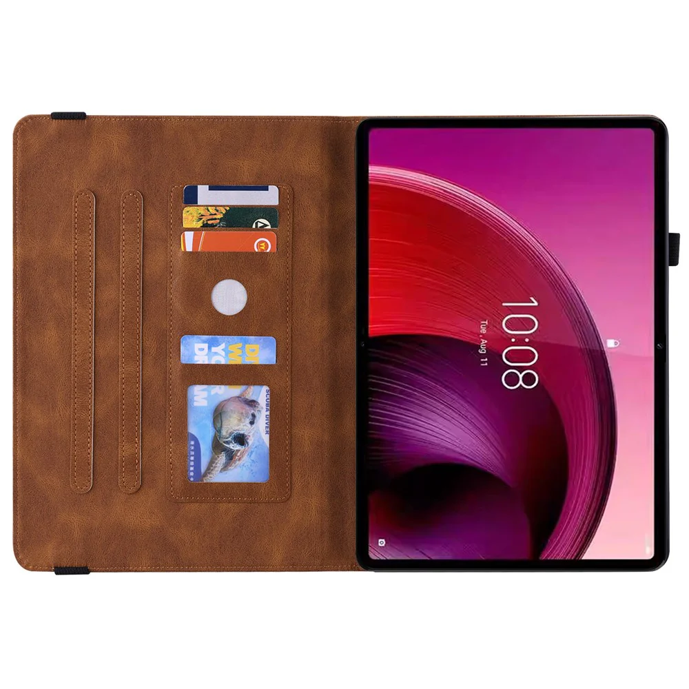 For Lenovo Tab M11 / Xiaoxin Pad 11 2024 Case Tablet Leather Cover with Card Slots - Brown - Image 2