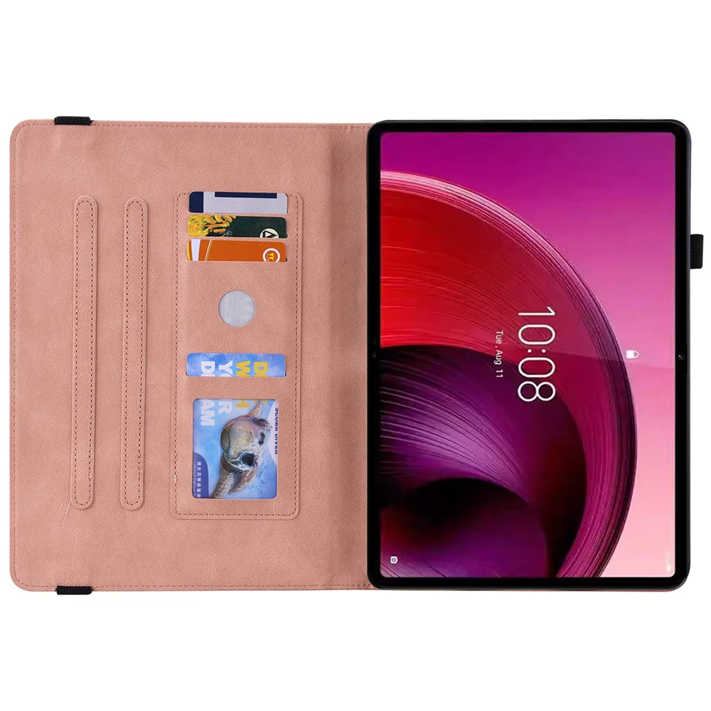 For Lenovo Tab M11 / Xiaoxin Pad 11 2024 Case Tablet Leather Cover with Card Slots - Pink - Image 2
