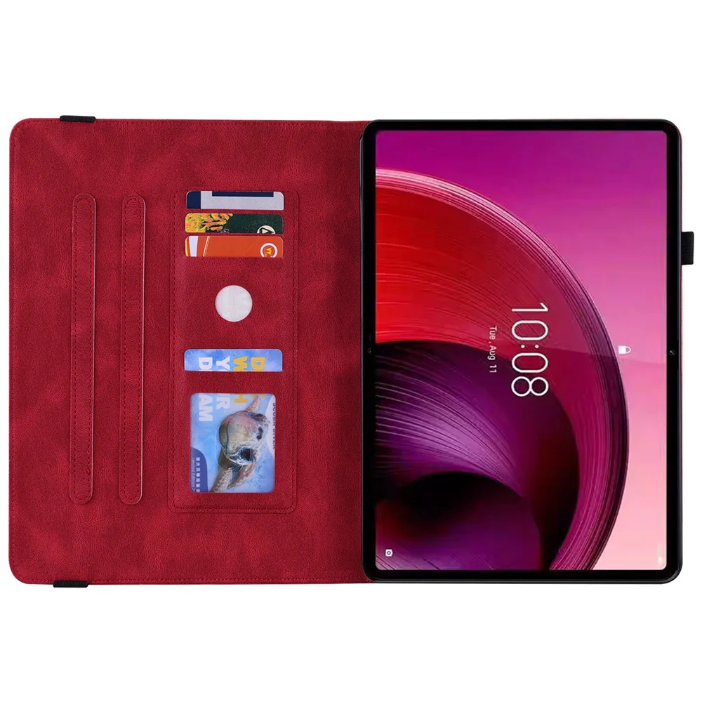 For Lenovo Tab M11 / Xiaoxin Pad 11 2024 Case Tablet Leather Cover with Card Slots - Red - Image 2