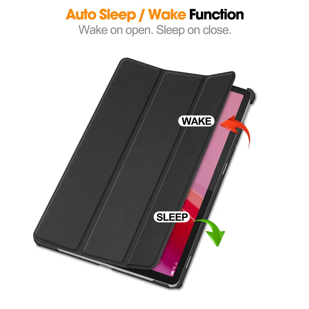 For Lenovo Tab M11 / Xiaoxin Pad 11 2024 Case Tri-Fold Stand PU Leather+PC Tablet Cover - Black - Image 3
