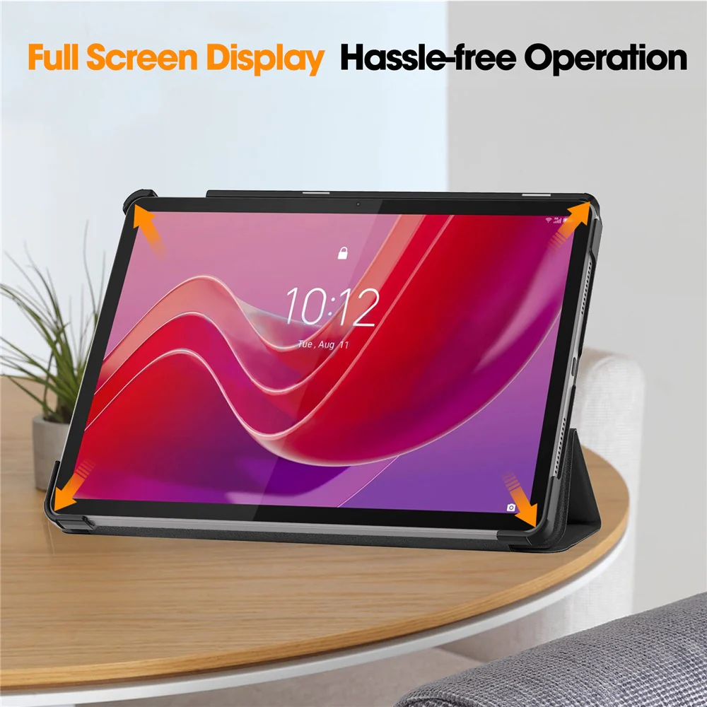 For Lenovo Tab M11 / Xiaoxin Pad 11 2024 Case Tri-Fold Stand PU Leather+PC Tablet Cover - Black - Image 5
