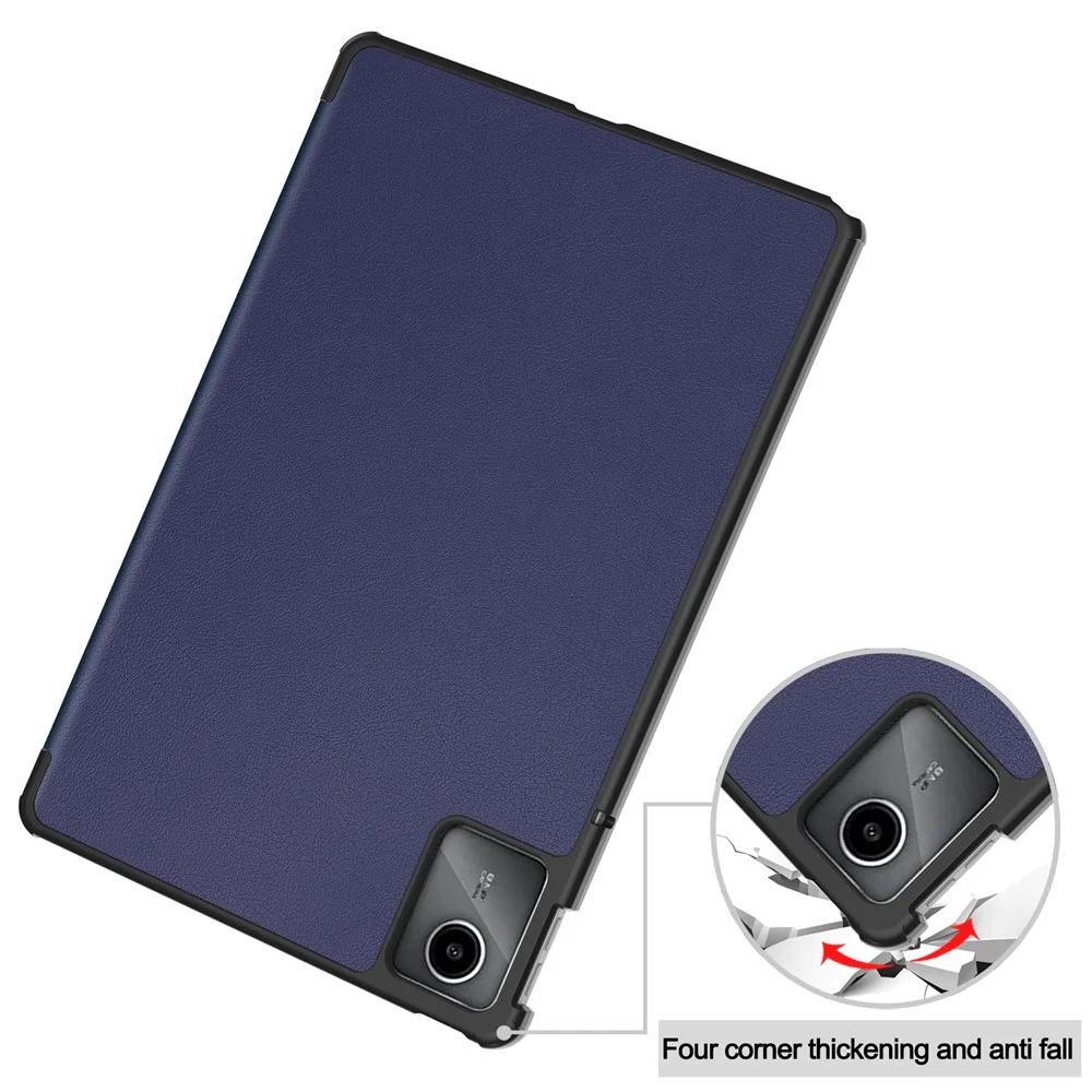 For Lenovo Tab M11 / Xiaoxin Pad 11 2024 Case Tri-fold Stand PU Leather+PC Tablet Cover - Dark Blue - Image 7