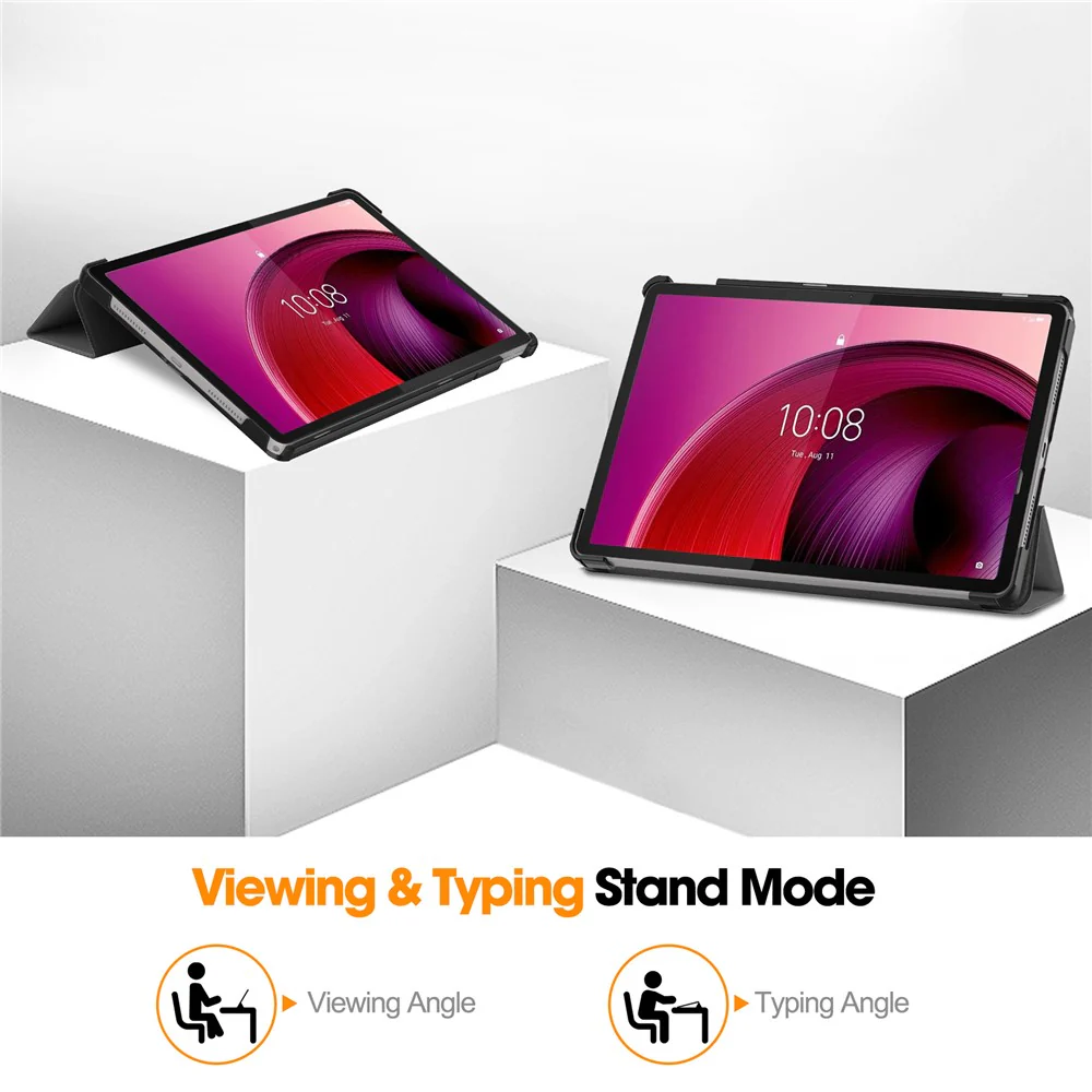For Lenovo Tab M11 / Xiaoxin Pad 11 2024 Case Tri-fold Stand PU Leather+PC Tablet Cover - Grey - Image 4