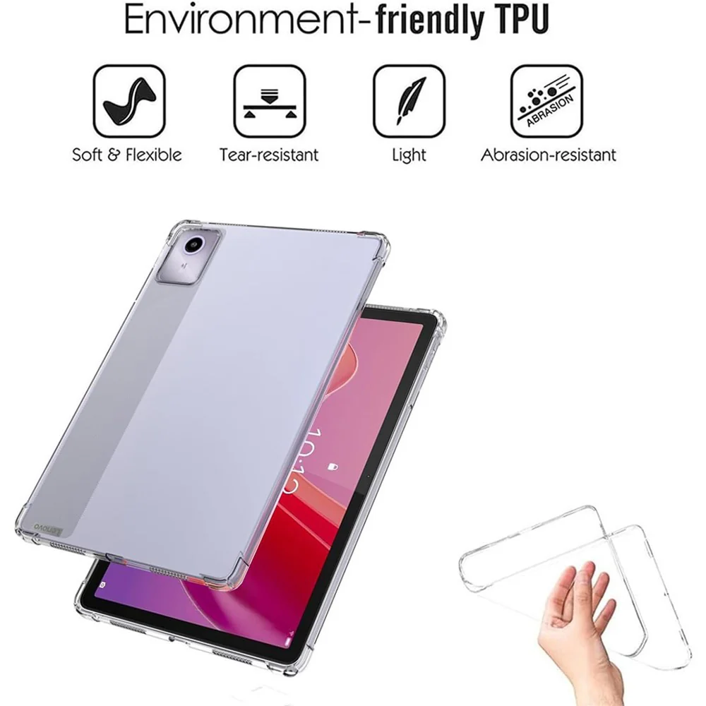 For Lenovo Tab M11 / Xiaoxin Pad 11 2024 Clear TPU Tablet Case + 2Pcs Tempered Glass Screen Protector - Image 2