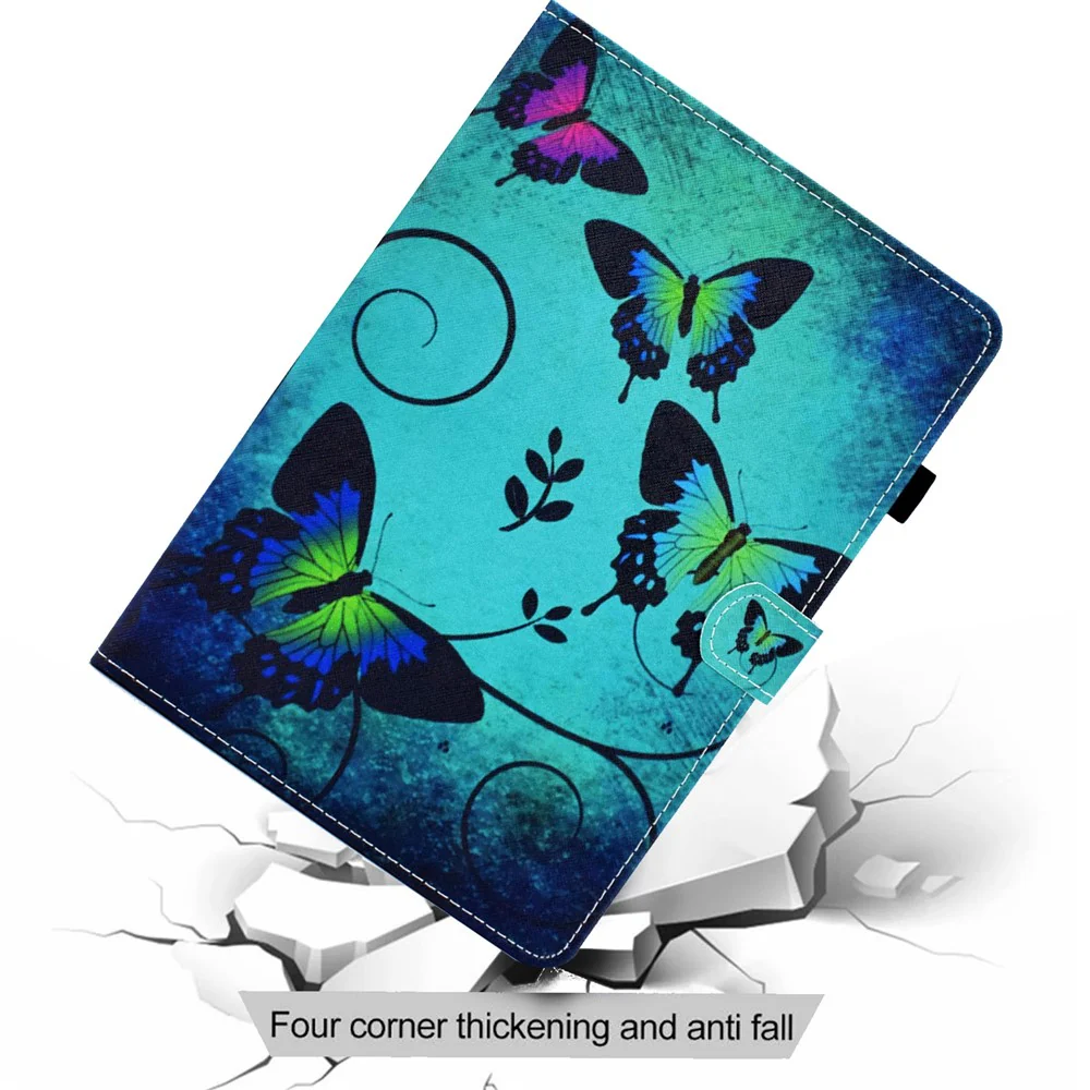 For Lenovo Tab M11 / Xiaoxin Pad 11 2024 Leather Case Pattern Printing Tablet Cover with Card Slots - Green Butterflies - Image 7