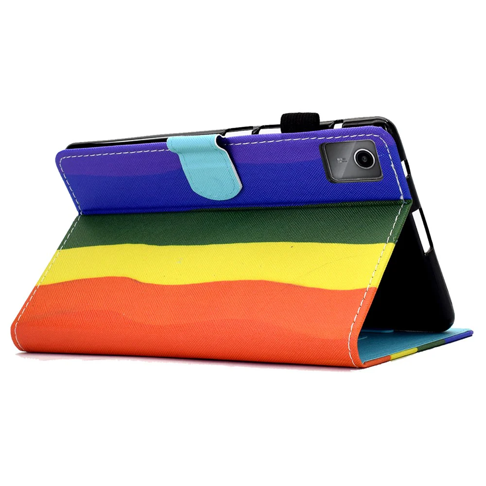 For Lenovo Tab M11 / Xiaoxin Pad 11 2024 Leather Case Pattern Printing Tablet Cover with Card Slots - Rainbow - Image 4