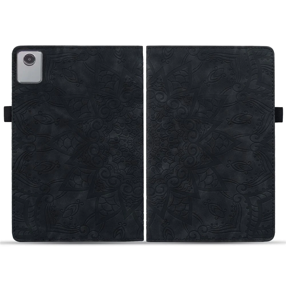 For Lenovo Tab M11 / Xiaoxin Pad 11 2024 Protective Shell Flower Pattern PU Leather Stand Tablet Cover - Black - Image 6